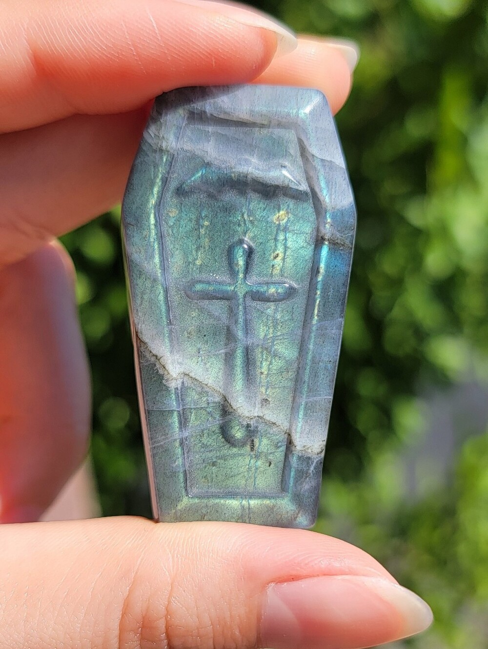 (#1) NEW 1.95" LABRADORITE CASKET